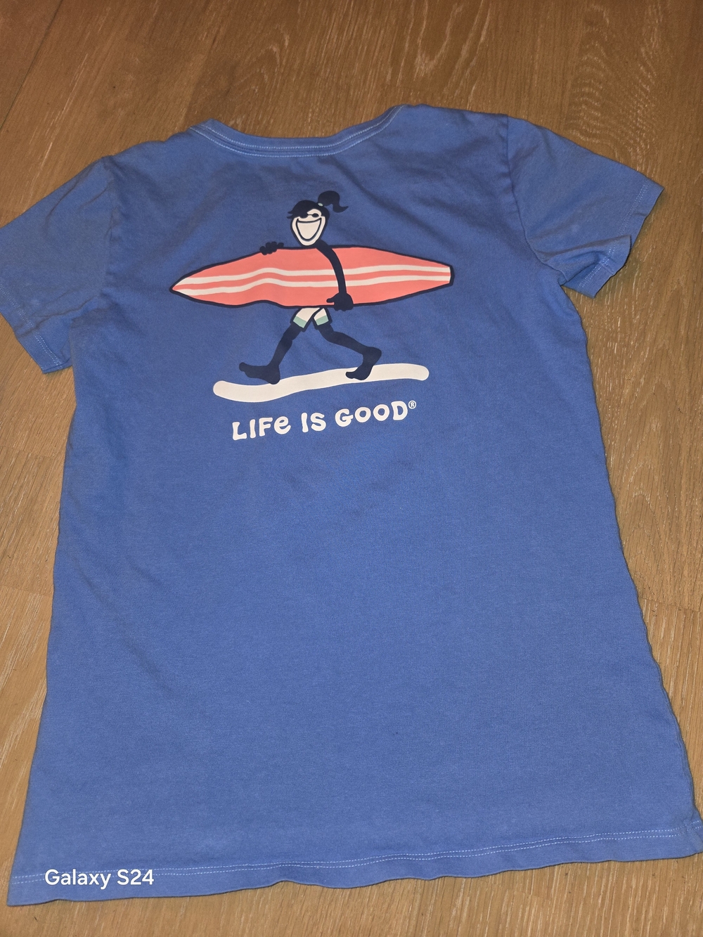 Life is Good Women's Blue Surf Graphic Crusher Tee Sz S